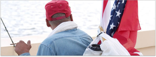 Veteran Fishing with Flag